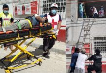 Alarife tizimileño al hospital; le cayó encima un andamio