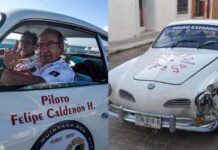 Choca el auto clásico de Felipe Calderón en el Rally Maya