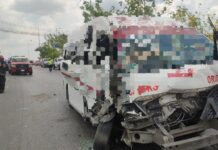 Encontronazo de taxi colectivo con camión de paquetería y pipa de gas