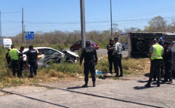 Dos heridos tras choque en la Mérida-Progreso