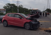 Accidente en Conkal deja dos vehículos destrozados
