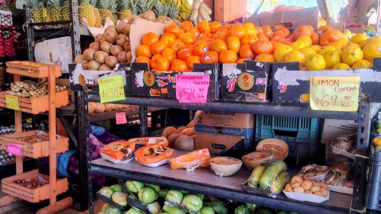 รrea comercial y productos frescos en la Central de Abastos.