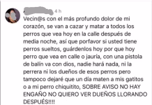 Los Héroes: alertan por amenaza contra perros con balines